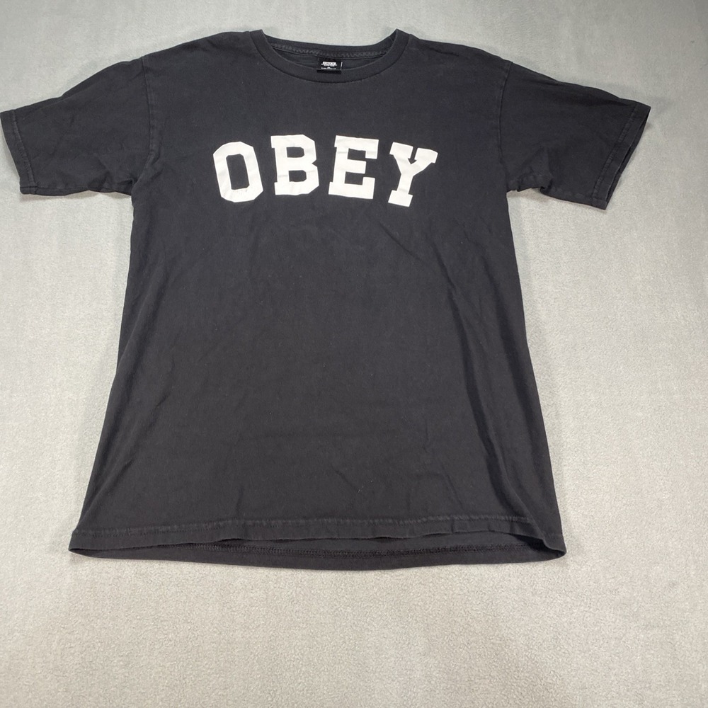 Obey T-Shirt Mens Medium Black Logo Graphic Short Sleeve Streetwear Tee